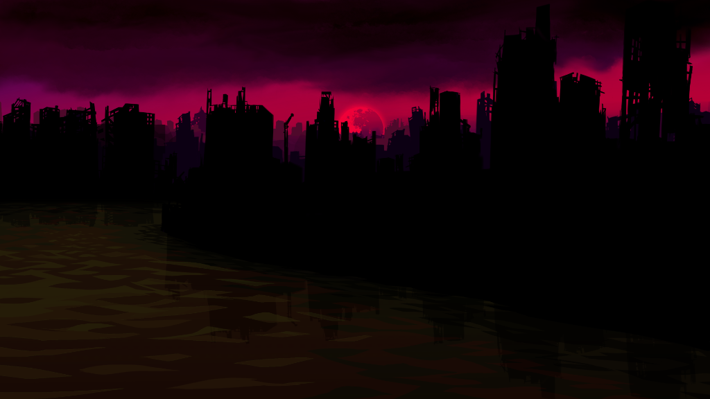 Cidade destruída — concept art